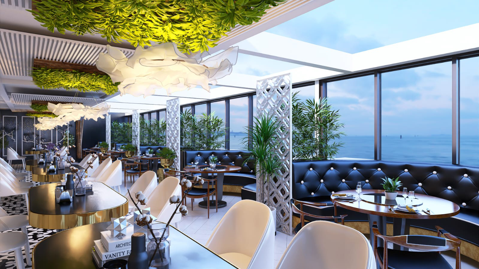 Seating zones with panoramic views