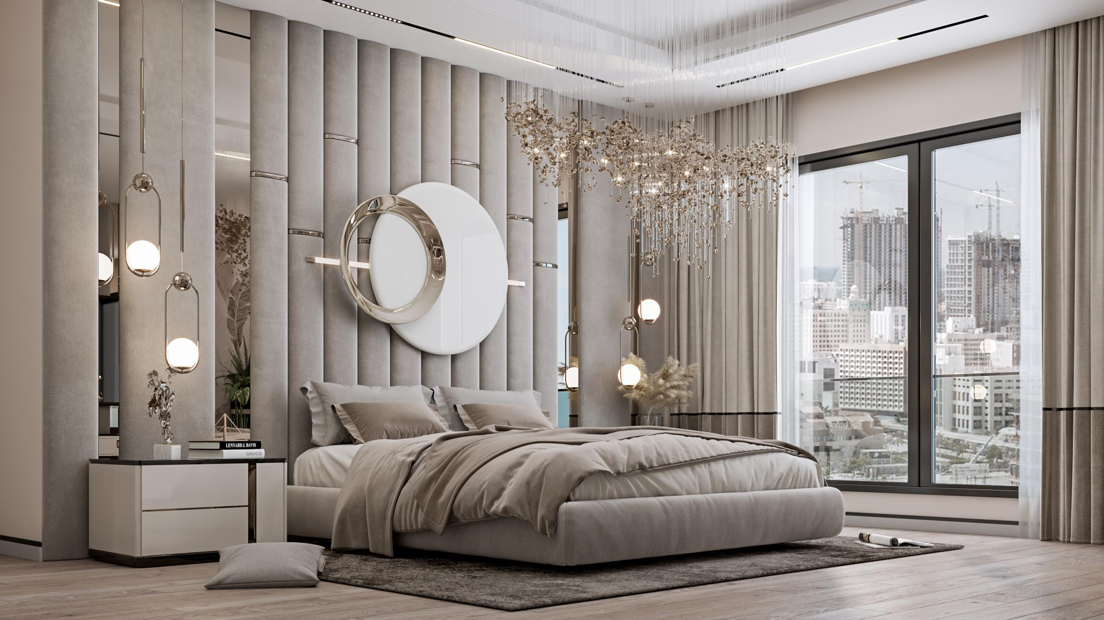 Master bedroom with luxury lighting scene