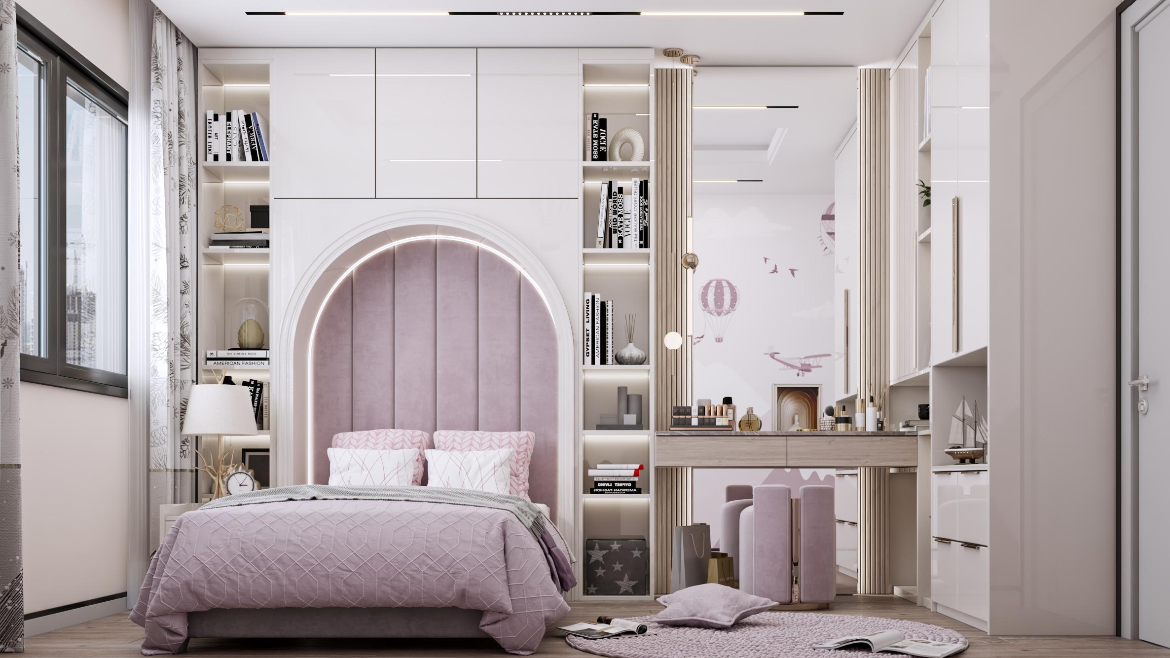 Bedroom view emphasizing comfort and calm palette